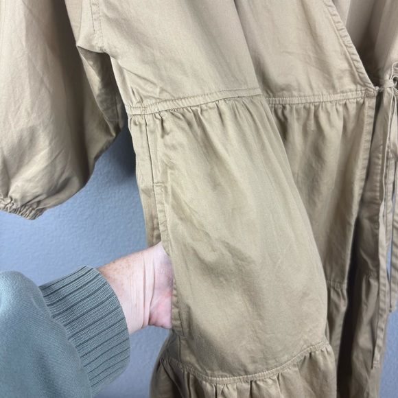 Sweet Baby Jamie Taupe Cotton Wrap Dress - Picture 6 of 11